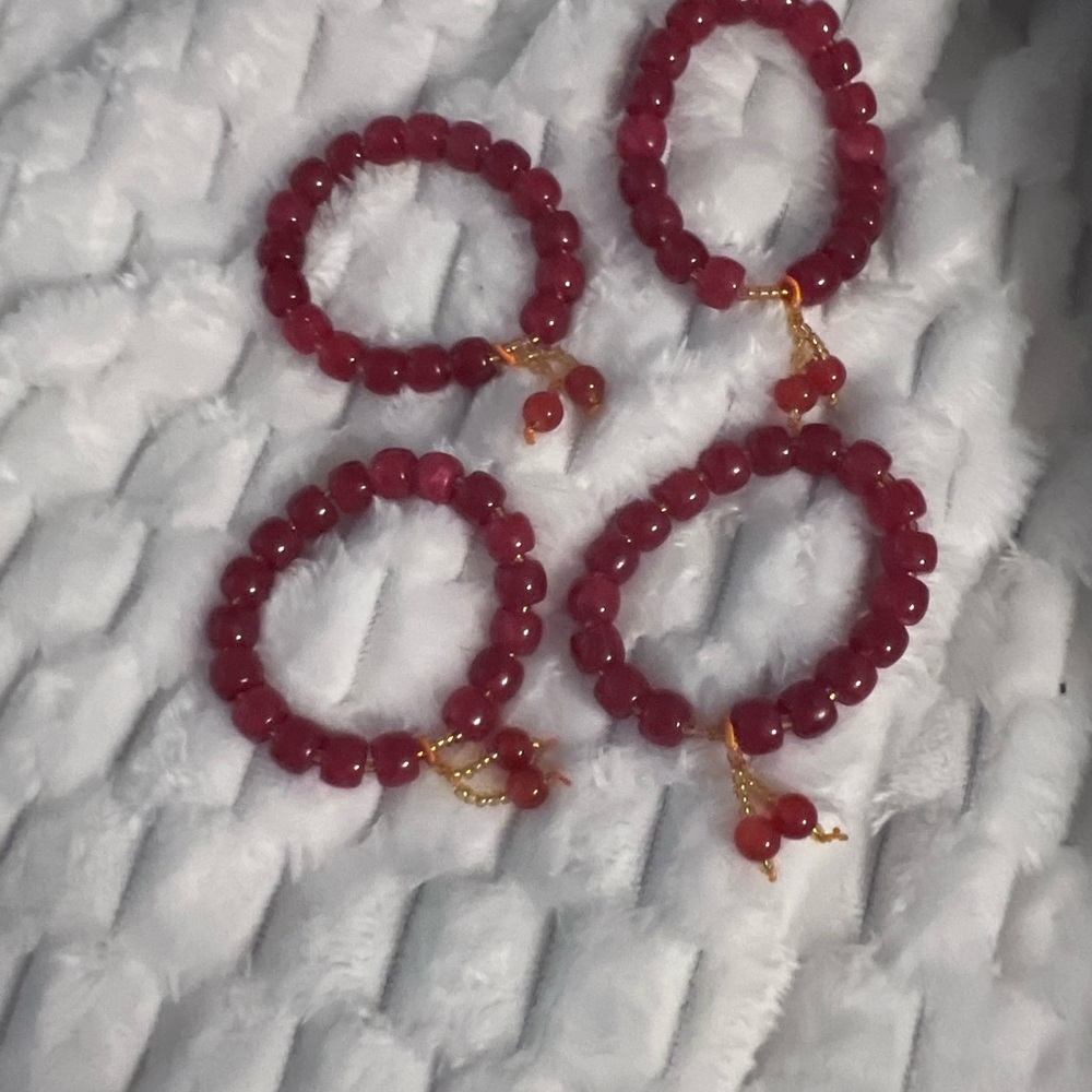 Elegant Red Beaded Bracelet Set